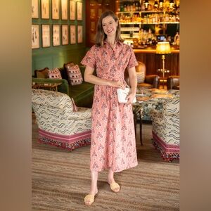 green multi begonia floral sallie midi dress HYACINTH HOUSE Green Multi Begonia Floral Sallie Midi Dress Size XS NWT